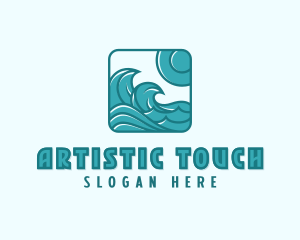 Ocean Wave Surfing Logo