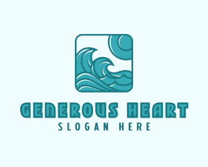 Ocean Wave Surfing Logo