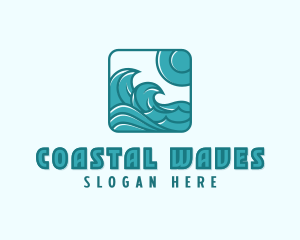 Ocean Wave Surfing logo design