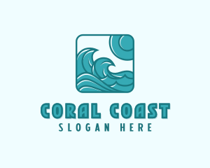 Ocean Wave Surfing logo design