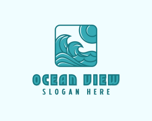 Ocean Wave Surfing logo design