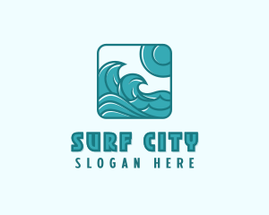 Ocean Wave Surfing logo design