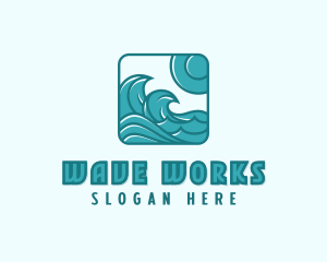 Ocean Wave Surfing logo design