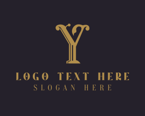 Black And Gold - Elegant Antique Letter Y logo design