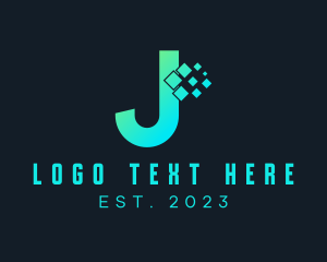 Gradient Pixel Letter J logo design