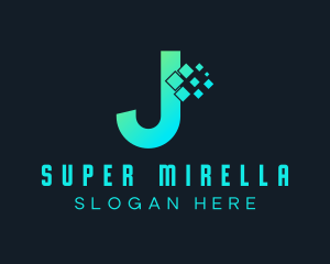 Gradient Pixel Letter J Logo