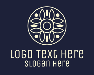 Floral - Leaf Centerpiece Organic Wreath logo design