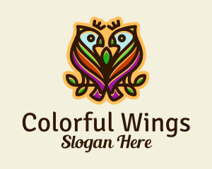 Colorful Tropical Parrot Birds logo design