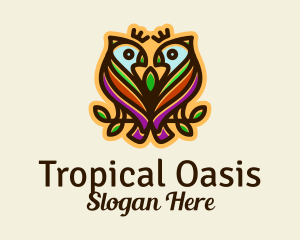 Tropical - Colorful Tropical Parrot Birds logo design