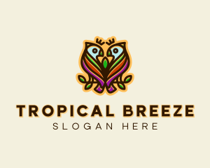 Colorful Tropical Parrot Birds logo design