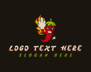 Angry - Chili Pepper Middle Finger logo design