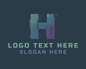 Dystopian - Modern Glitch Letter H logo design