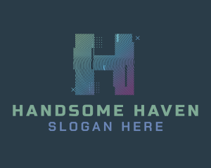 Modern Glitch Letter H logo design