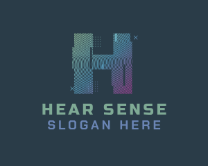 Modern Glitch Letter H logo design