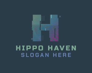 Modern Glitch Letter H logo design