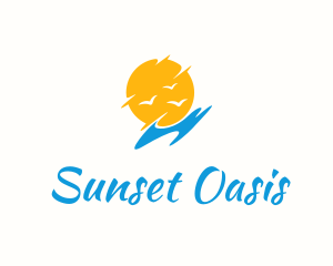 Sun Beach Bird logo design