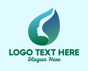 Herb - Water Drop Leaf & Face logo design
