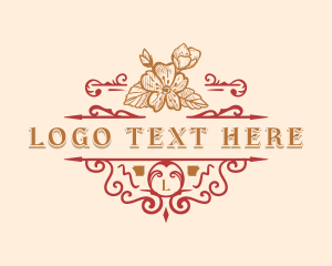 Map - State Flower Ornament logo design