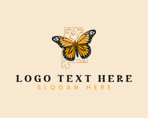 Southern Longleaf Pine - Monarch Butterfly Alabama logo design