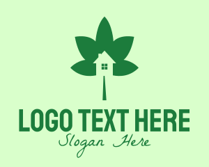 Plant - Green Cannabis Leaf House logo design