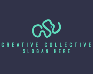 Wildlife Elephant Doodle logo design