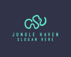 Wildlife Elephant Doodle logo design