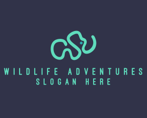 Wildlife Elephant Doodle logo design