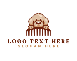 Cute - Poodle Dog Comb logo design