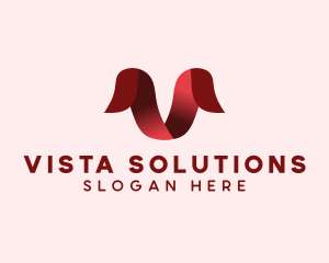 Fashion Ribbon Letter V logo design