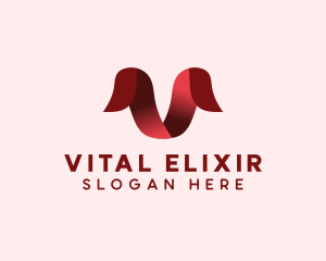 Fashion Ribbon Letter V logo design