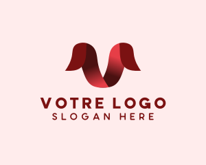 Fashion Ribbon Letter V logo design
