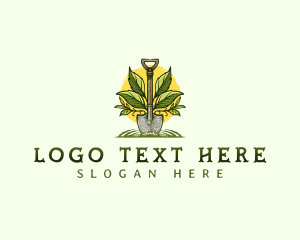 Eco Leaf Shovel Plant Logo