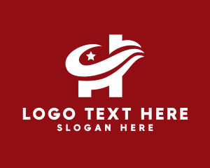 Star Stripes Letter H Logo