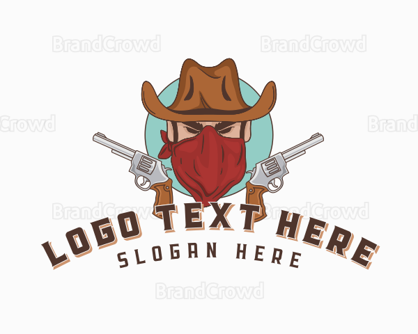 Cowboy Revolver Gun Logo