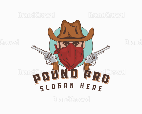 Cowboy Revolver Gun Logo