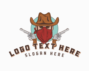 Mercenary - Cowboy Revolver Gun logo design