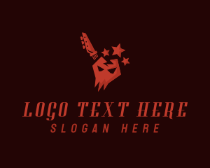 Sign Of The Horns - Skull Rockstar Band logo design