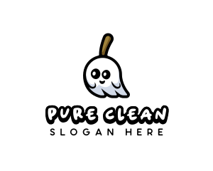 Ghost Broom Clean logo design