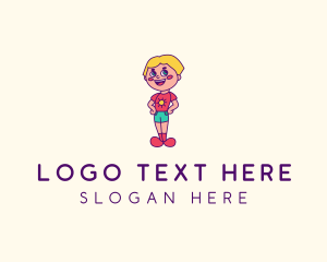 Youngster - Cute Happy Kid logo design