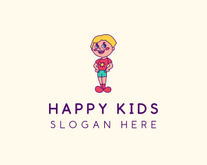 Cute Happy Kid  logo design