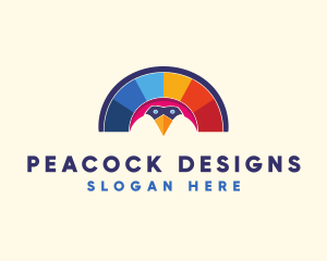 Peacock Bird Tail logo design