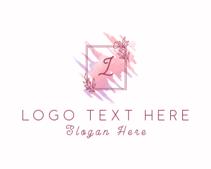 Beauty Product - Floral Frame Watercolor logo design