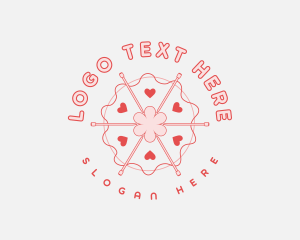 Handmade - Heart Knitting Needle logo design