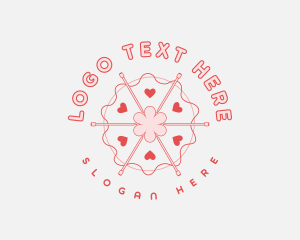 Needle - Heart Knitting Needle logo design