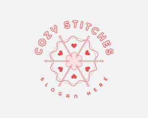 Knitting - Heart Knitting Needle logo design
