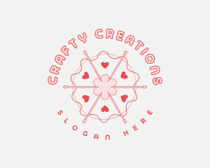 Hobby - Heart Knitting Needle logo design