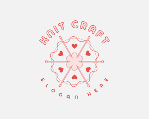 Heart Knitting Needle logo design