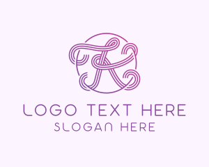Calligraphic - Fancy Purple Letter K logo design