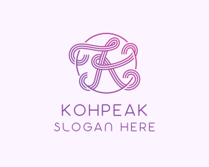 Fancy Purple Letter K logo design