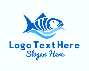 Fish Market - Blue Tuna Fish logo design